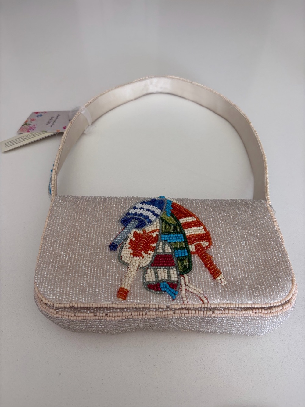 Beaded Colorful Summer Women’s handbag with jellyfish design.